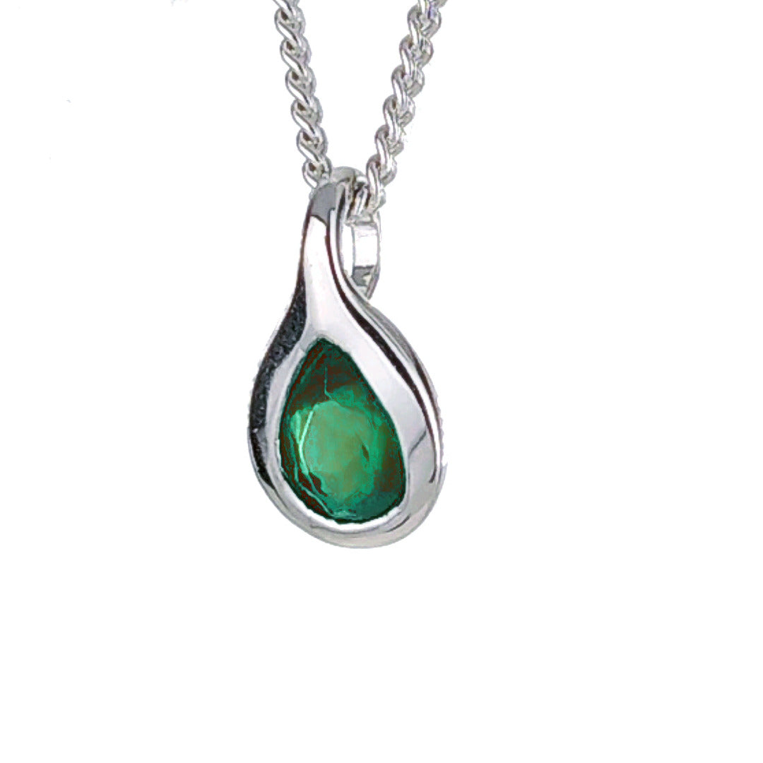 Onyx Green Necklace Pear Pendant Sterling Silver May Birthstone