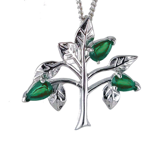 Onyx Green Necklace Tree of Life Pendant Sterling Silver May birthstone