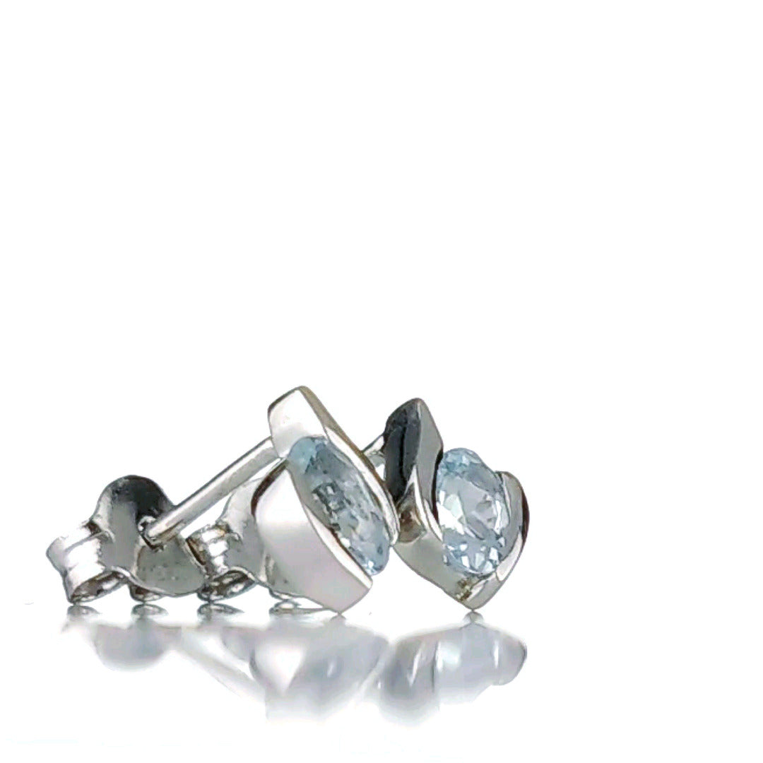 Aquamarine stud earrings sterling silver