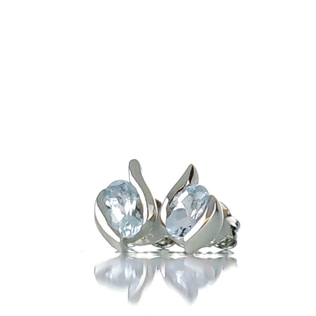 Aquamarine stud earrings sterling silver