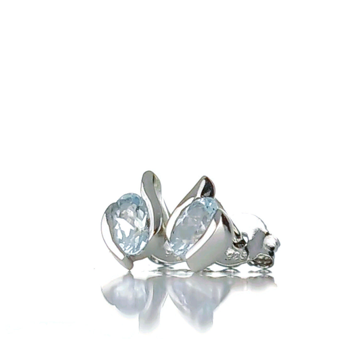 Aquamarine stud earrings sterling silver