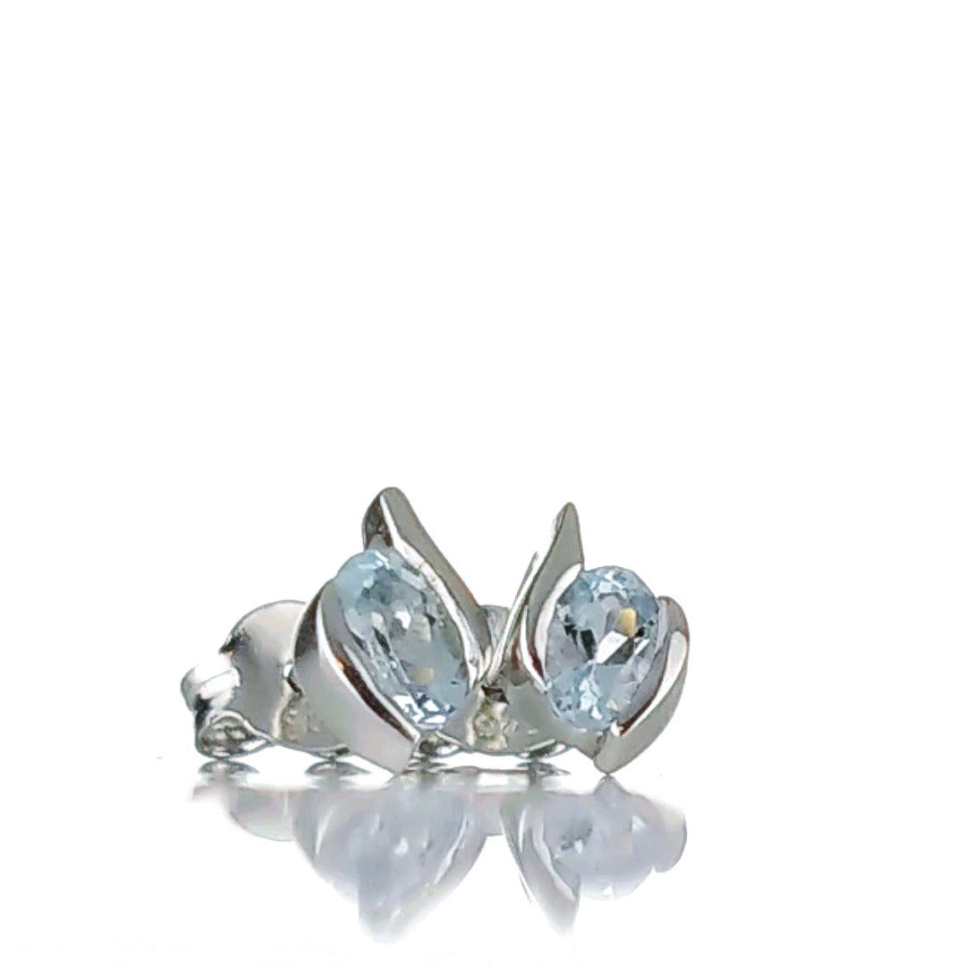 Aquamarine stud earrings sterling silver