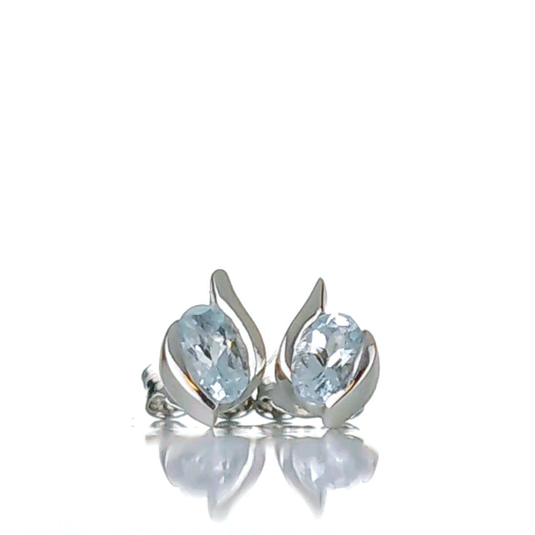 Aquamarine stud earrings sterling silver