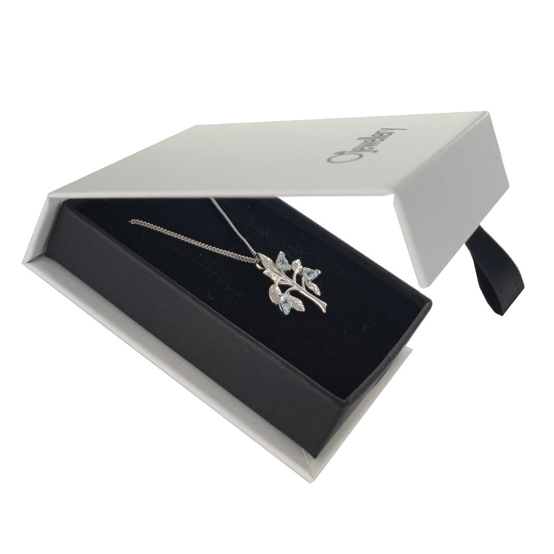 Aquamarine Tree of life necklace sterling silver boxed