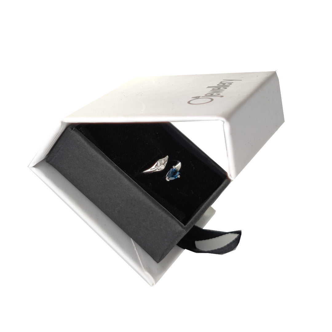 Sterling Silver Topaz Ring Adjustable Size I-T London Blue Tree of life Boxed Gift