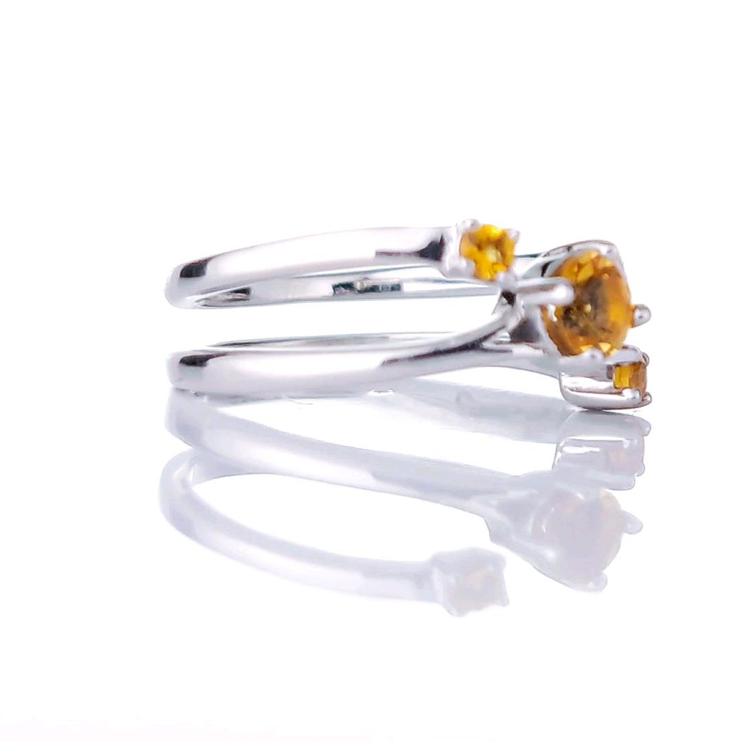 Sterling Silver Citrine Ring Adjustable Size I-T Yellow November Birthday