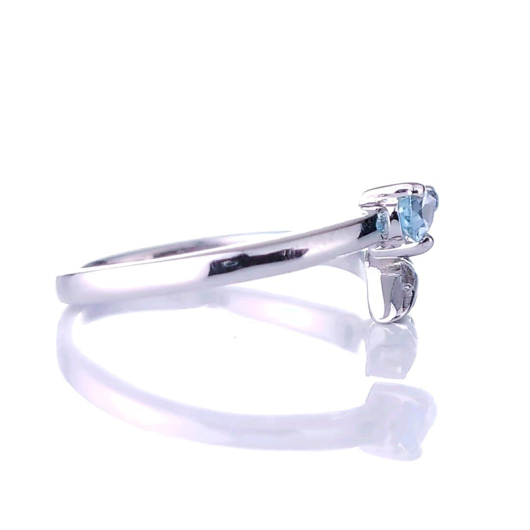 Sterling Silver Topaz Ring Size I-T Adjustable Blue Tree of life December Birthstone