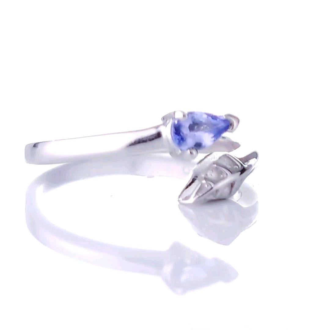 Sterling Silver Tanzanite Ring Size I-T Adjustable Blue Tree of life December Birthstone