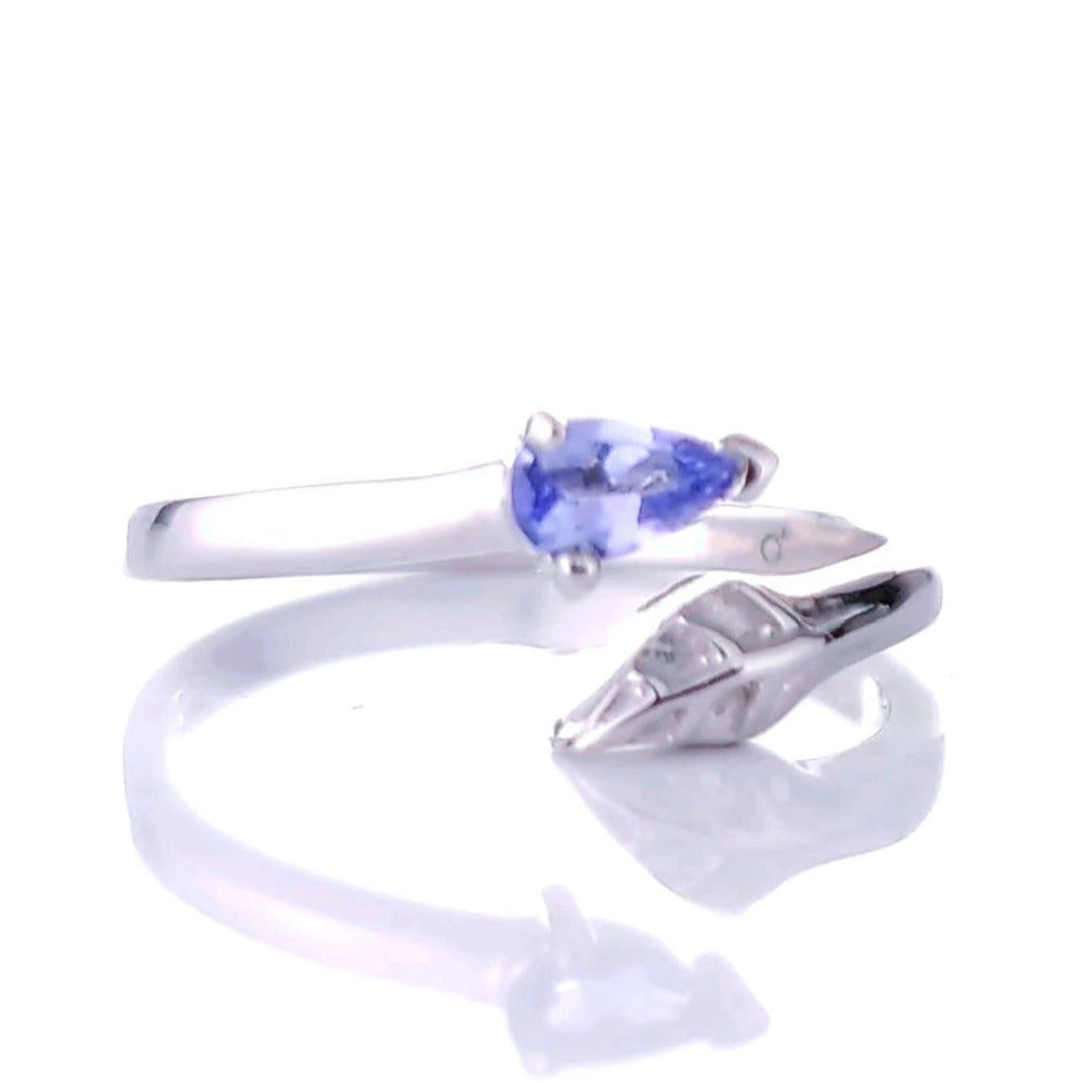 Sterling Silver Tanzanite Ring Size I-T Adjustable Blue Tree of life December Birthstone