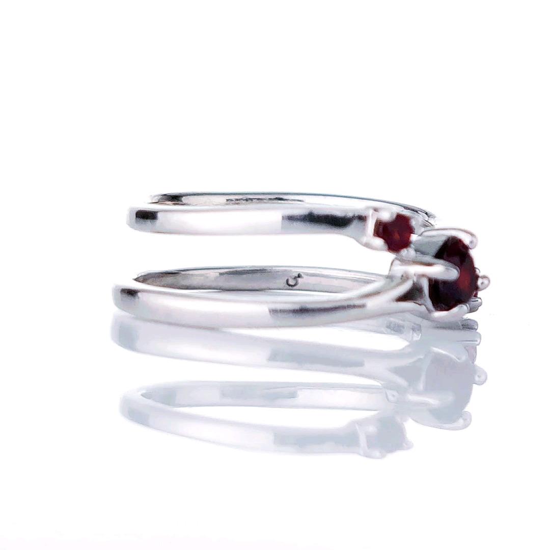 Sterling Silver Garnet Ring Size I-S Adjustable