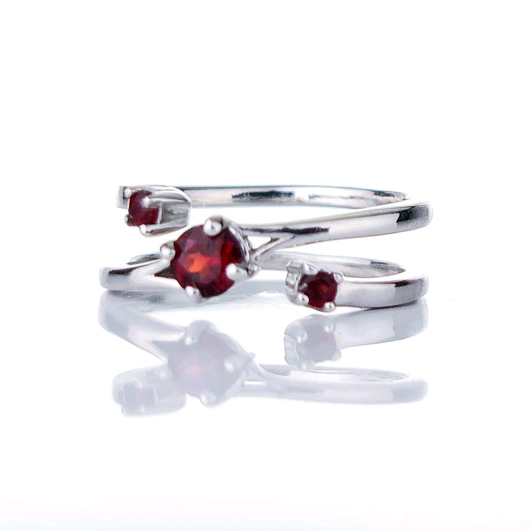 Sterling Silver Garnet Ring Size I-S Adjustable