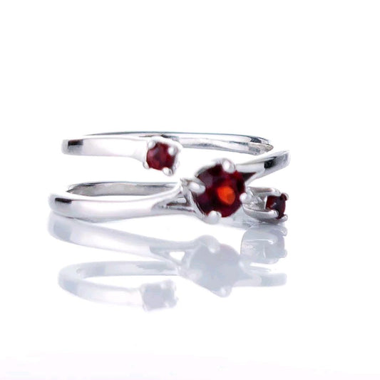 Sterling Silver Garnet Ring Size I-S Adjustable