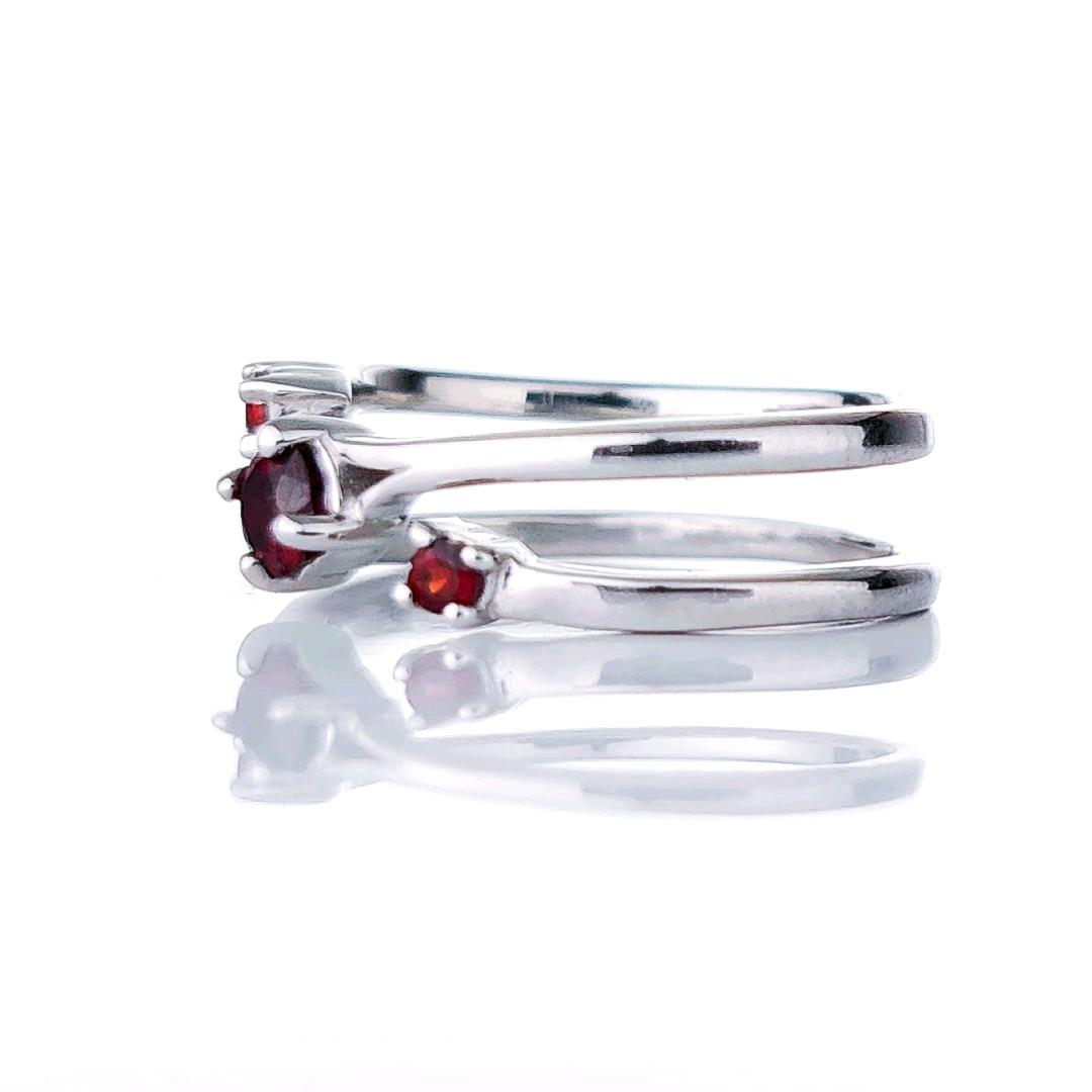 Sterling Silver Garnet Ring Size I-S Adjustable