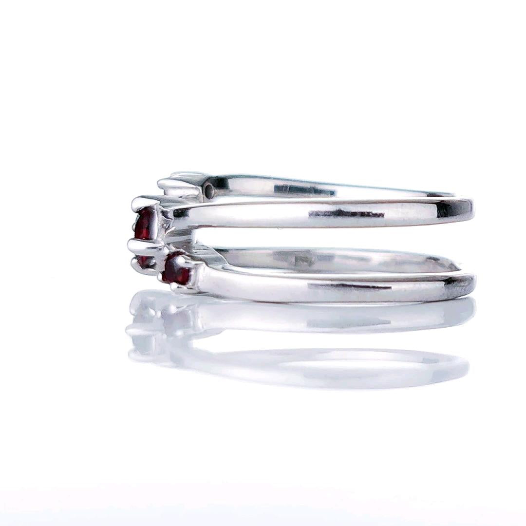 Sterling Silver Garnet Ring Size I-S Adjustable