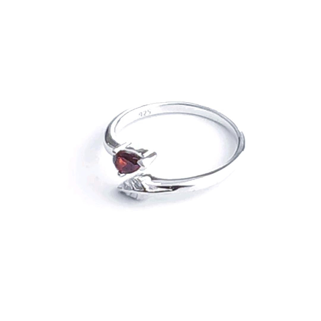 Sterling Silver Garnet Adjustable Ring Tree of life