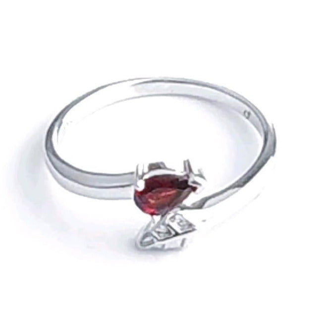 Sterling Silver Garnet Adjustable Ring Tree of life