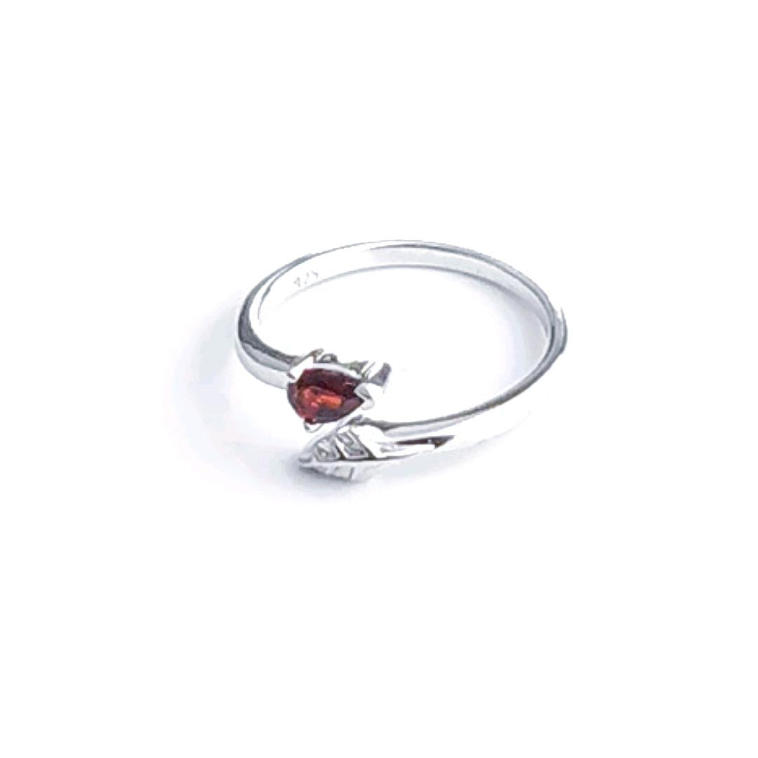 Sterling Silver Garnet Adjustable Ring Tree of life