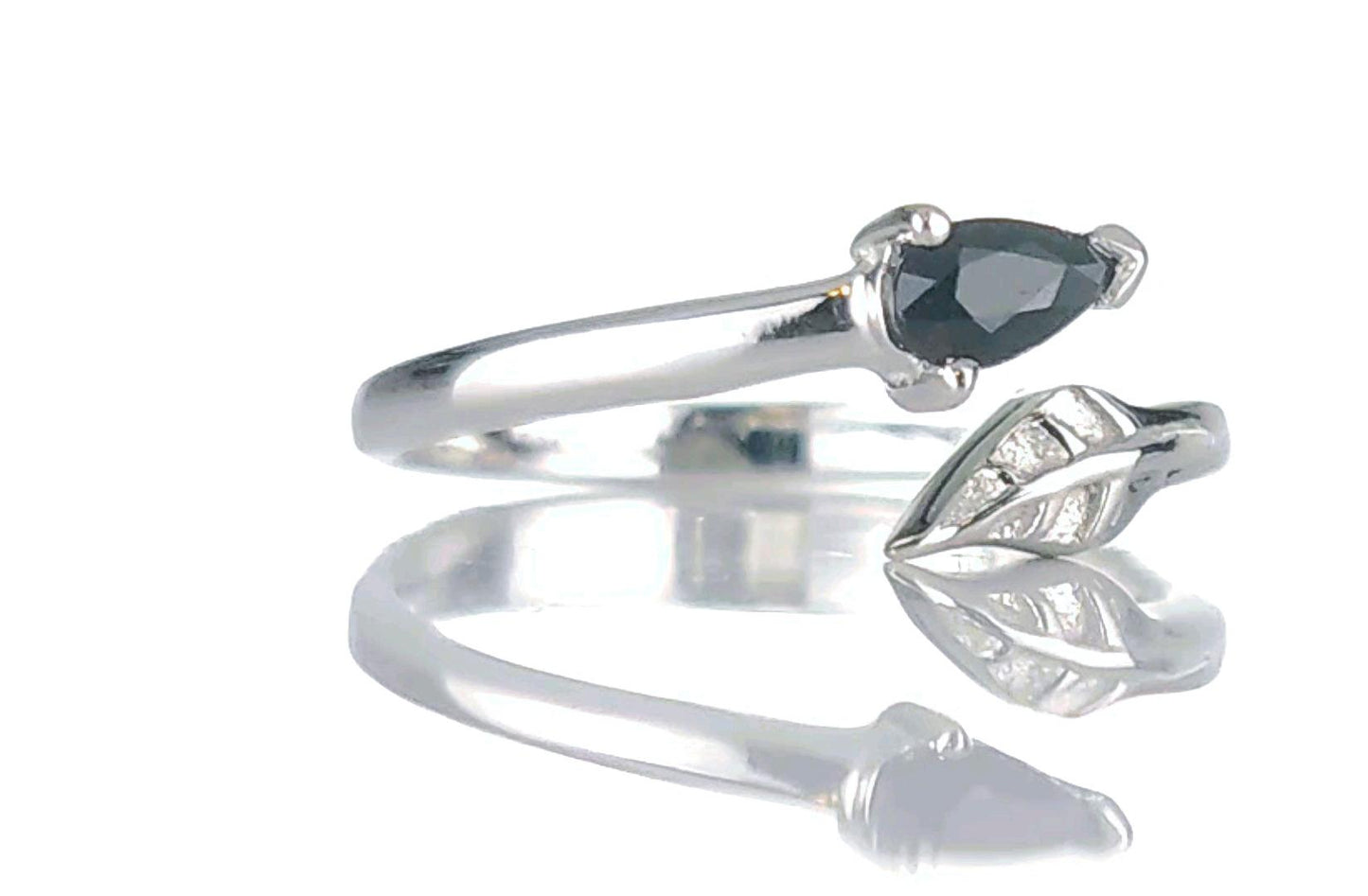 Sterling Silver Sapphire Leaf Ring