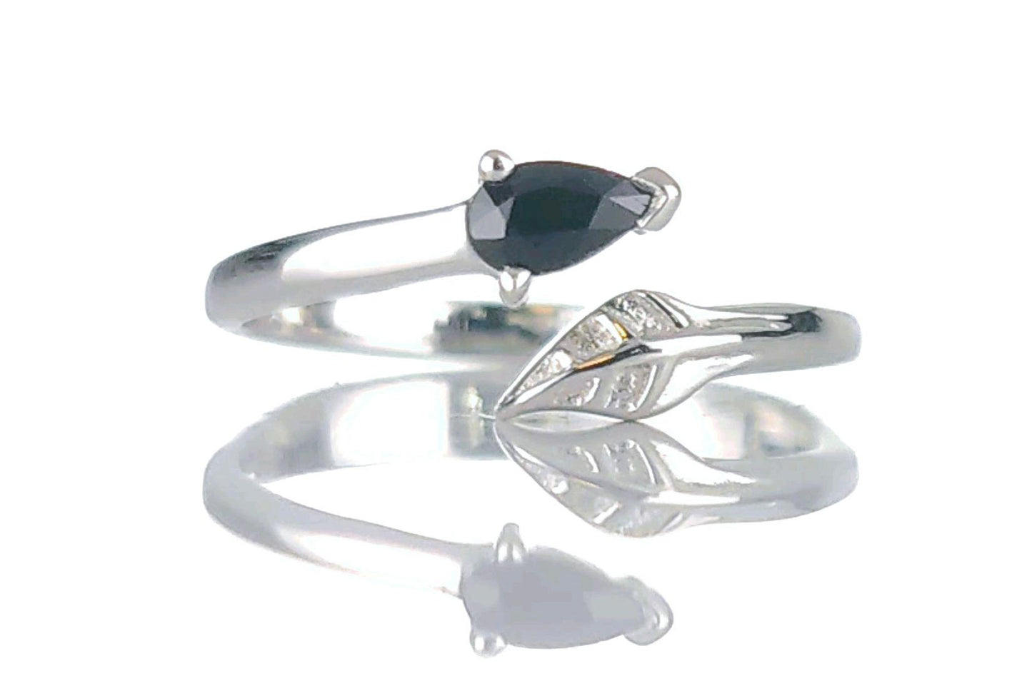 Sterling Silver Sapphire Leaf Ring