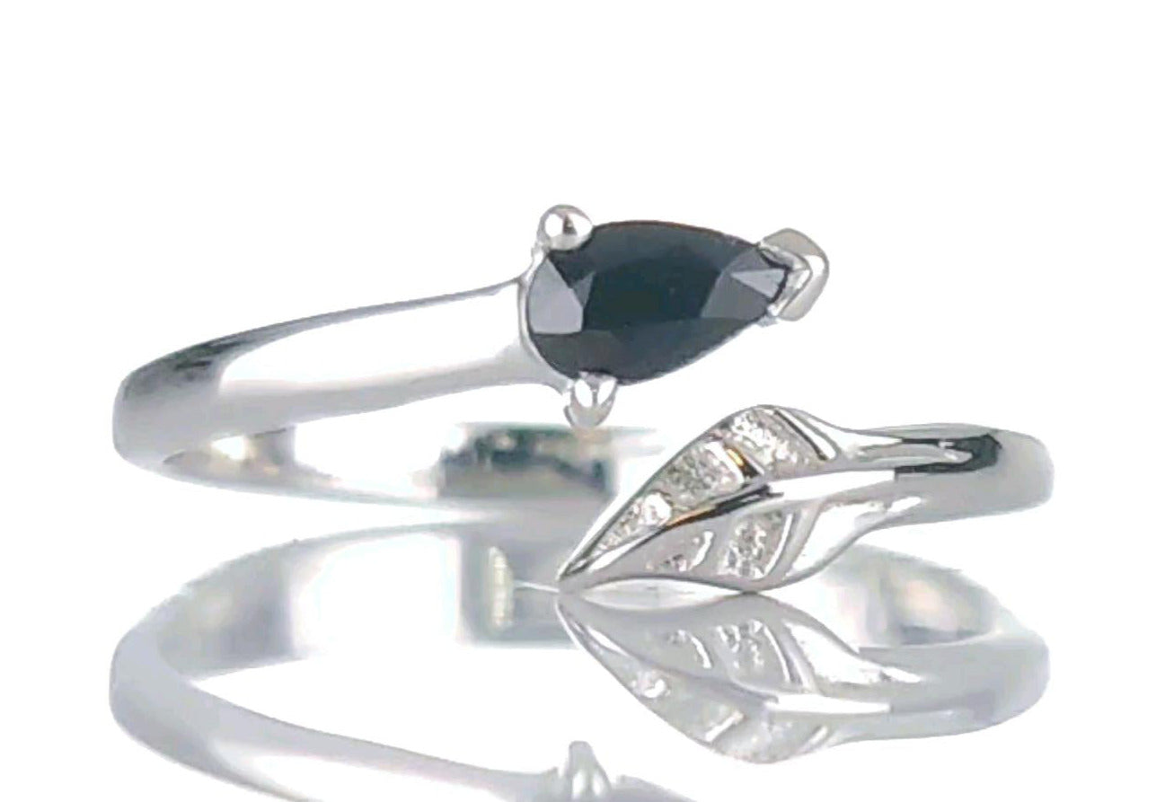 Sterling Silver Sapphire Leaf Ring