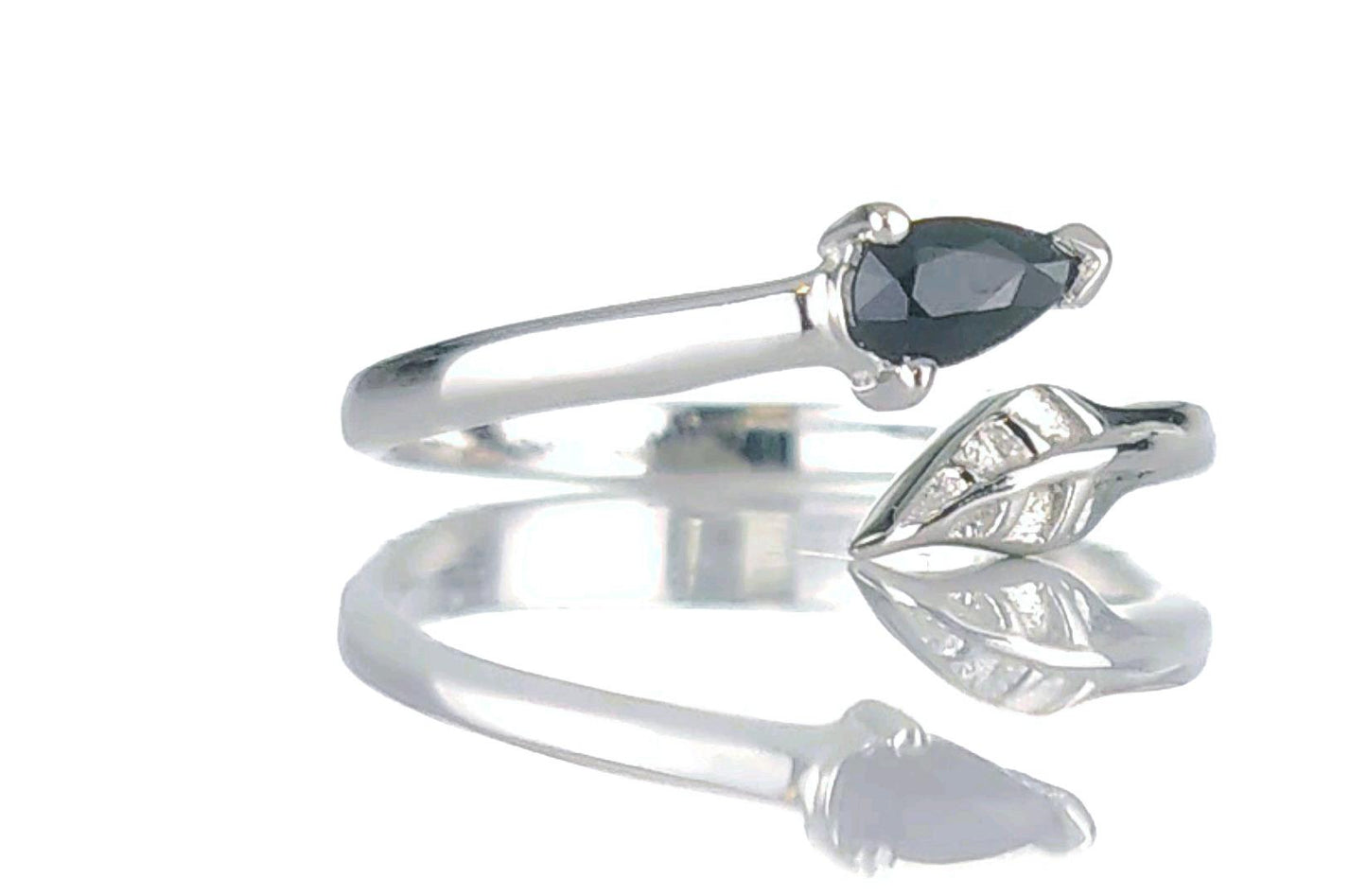 Sterling Silver Sapphire Leaf Ring