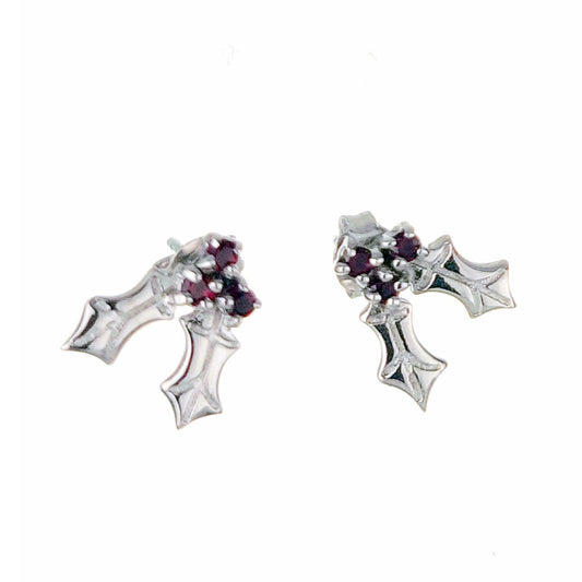 Holly Garnet Stud Earrings Sterling Silver Boxed