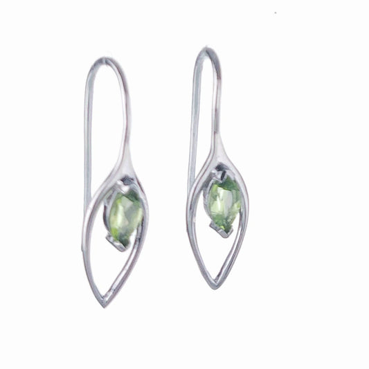 Peridot Dangle Earrings 0.46ct Sterling Silver Marquise Hook Gift Box