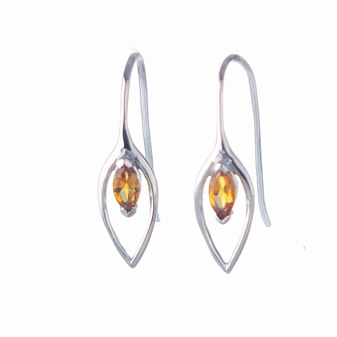 Citrine Dangle Earrings 0.45ct Sterling Silver Marquise Hook Gift Box