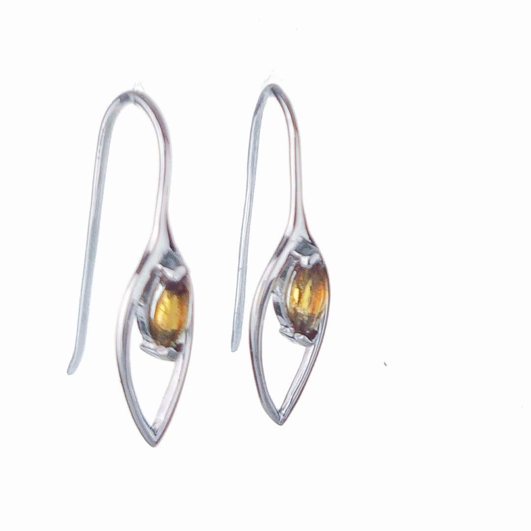 Citrine Dangle Earrings 0.45ct Sterling Silver Marquise Hook Gift Box