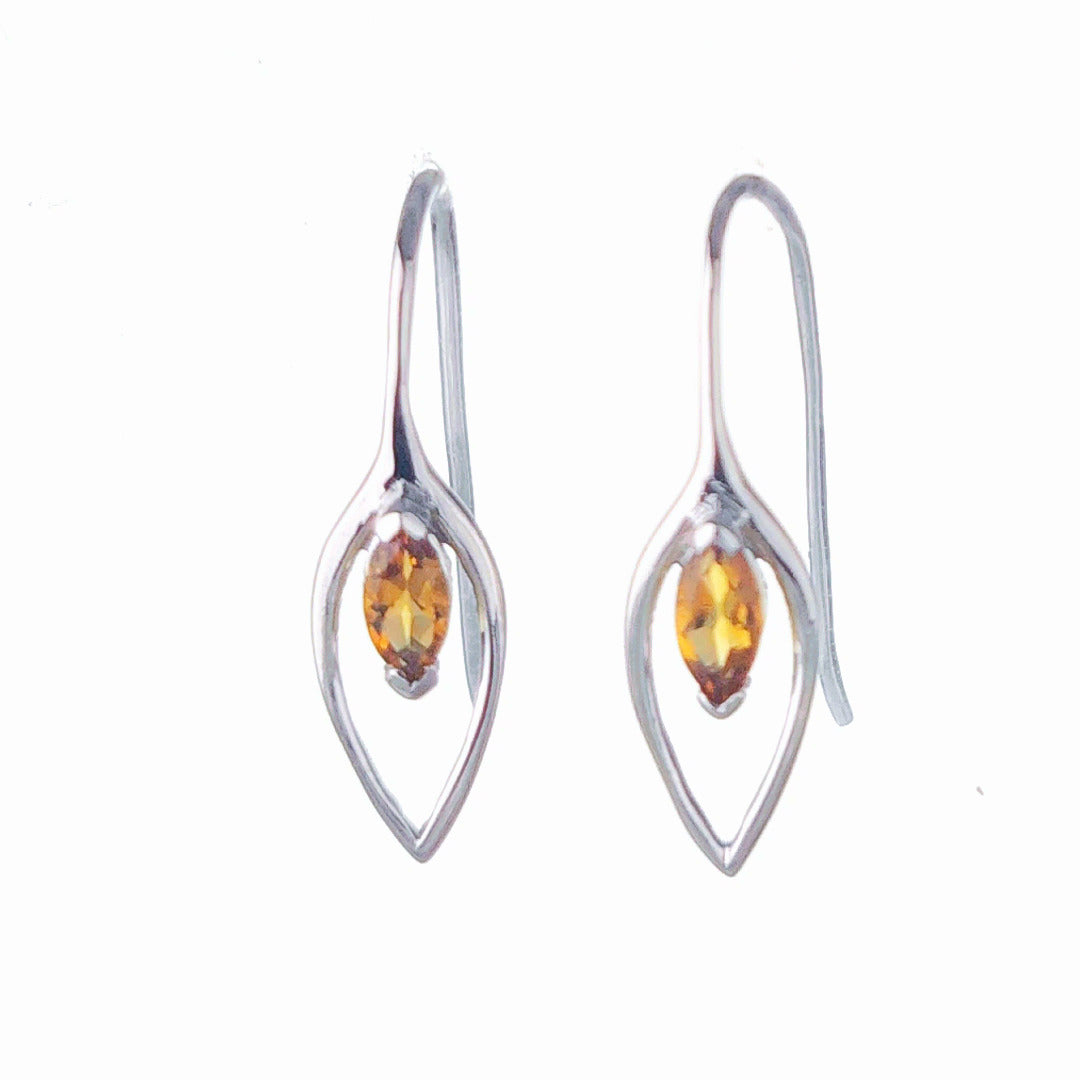 Citrine Dangle Earrings 0.45ct Sterling Silver Marquise Hook Gift Box