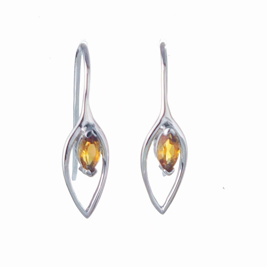 Citrine Dangle Earrings 0.45ct Sterling Silver Marquise Hook Gift Box