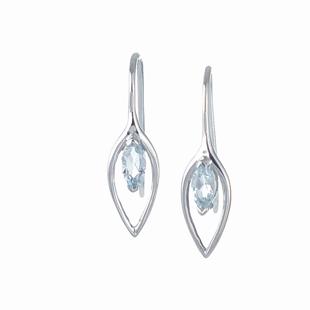 Aquamarine dangle earrings sterling silver