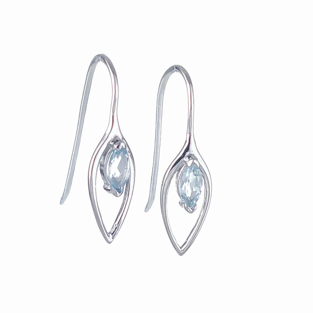 Aquamarine dangle earrings sterling silver