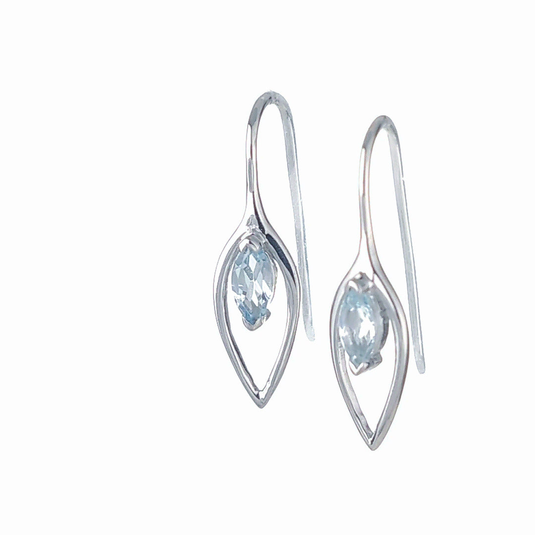 Aquamarine dangle earrings sterling silver