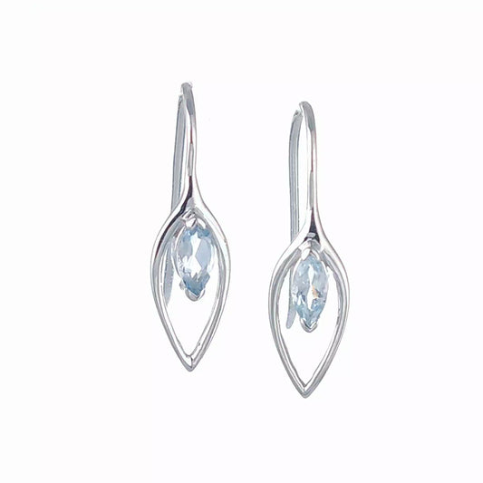 Aquamarine dangle earrings sterling silver