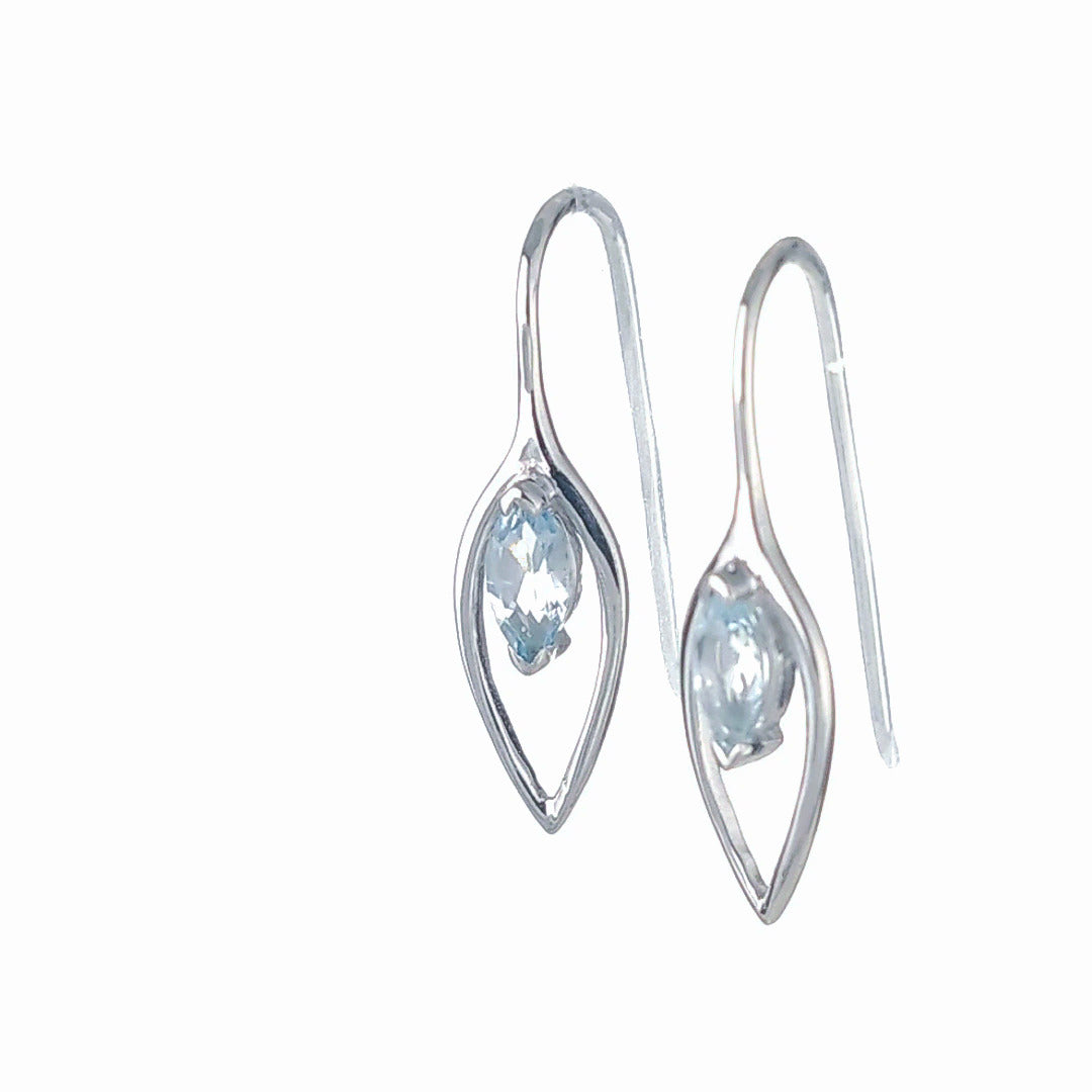 Aquamarine dangle earrings sterling silver