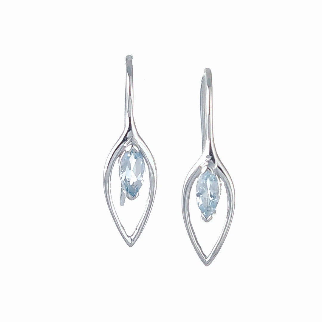 Aquamarine dangle earrings sterling silver