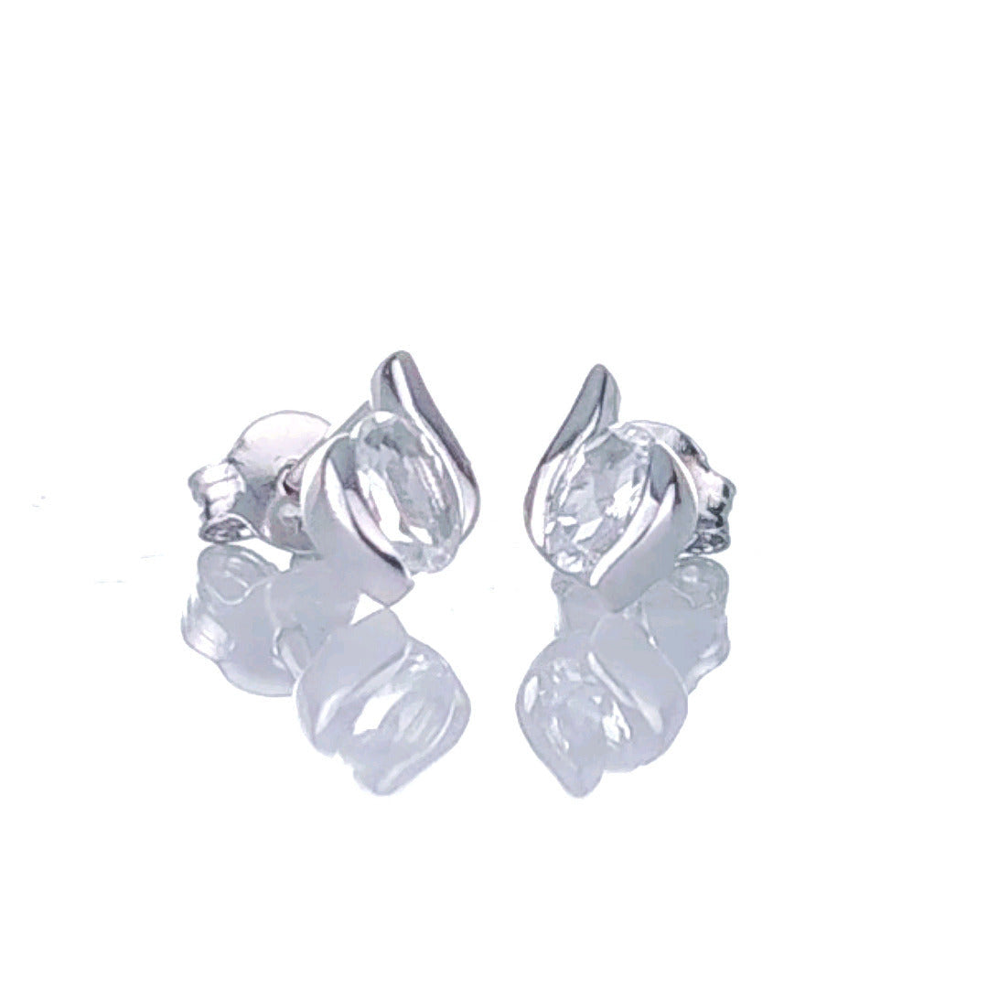 White topax faceted cut earrings in sterling silver