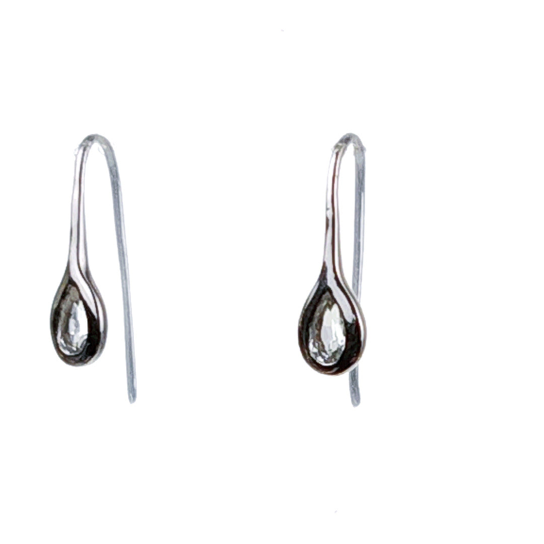 Silver Earrings Dangle White Topaz Pear