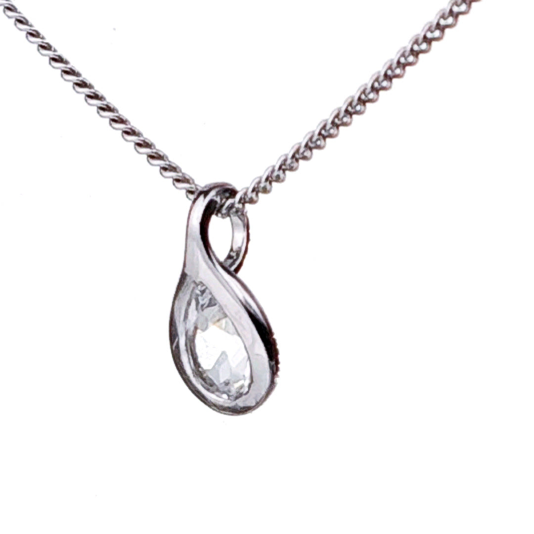 White Topaz Necklace 0.5ct Pear Pendant Sterling Silver