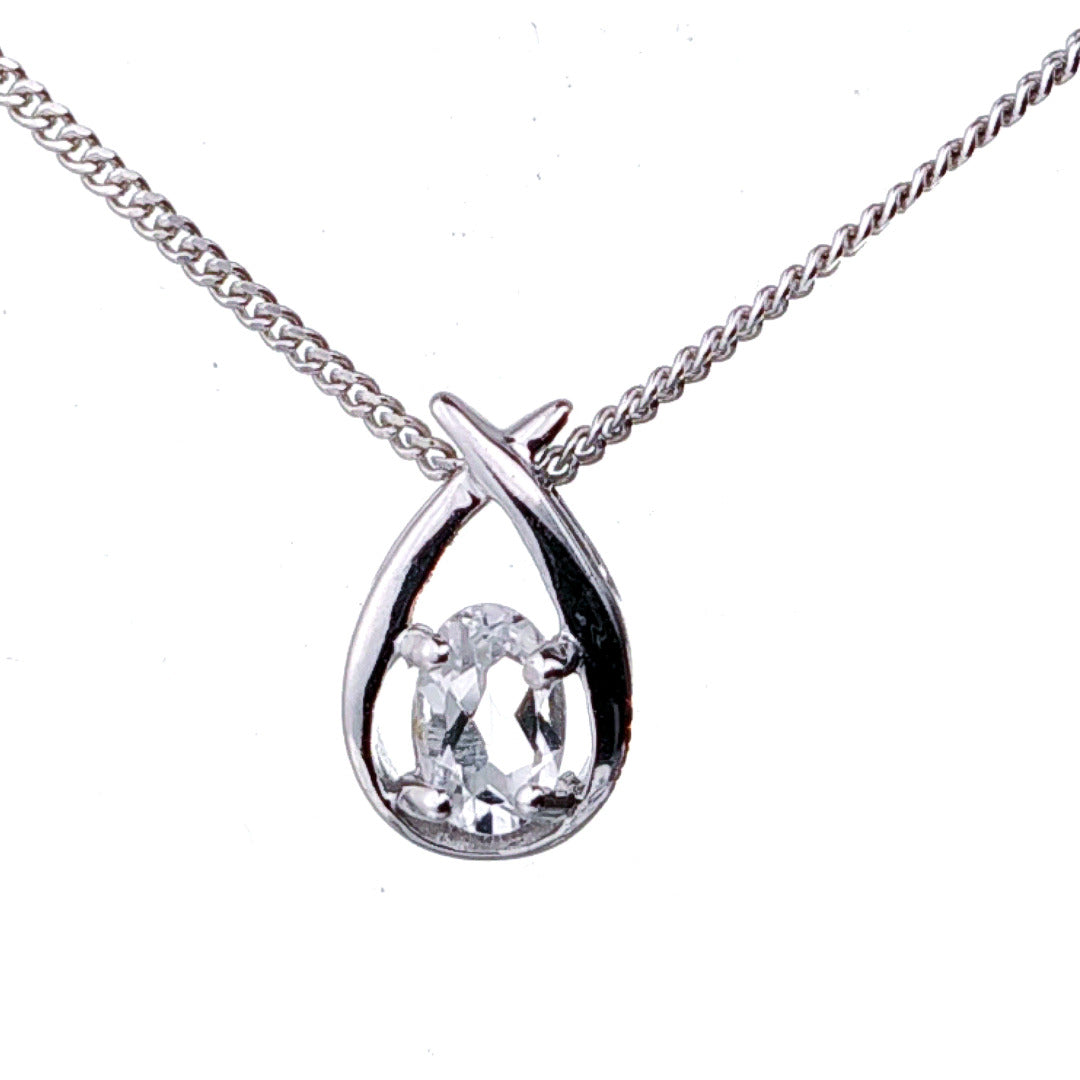 Topaz Necklace 0.5ct Sterling Silver Pear Twist Pendant