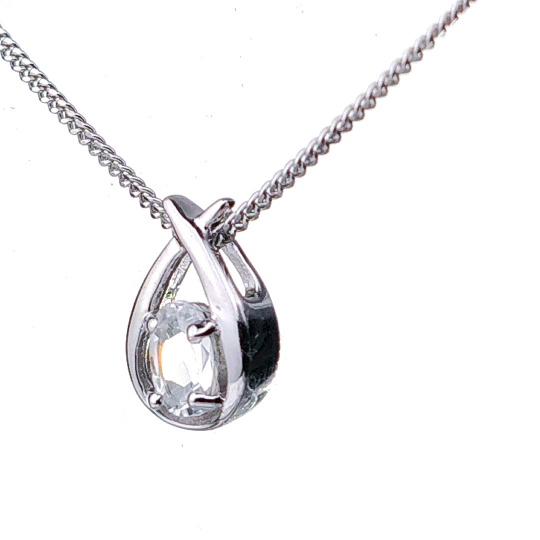 Topaz Necklace 0.5ct Sterling Silver Pear Twist Pendant