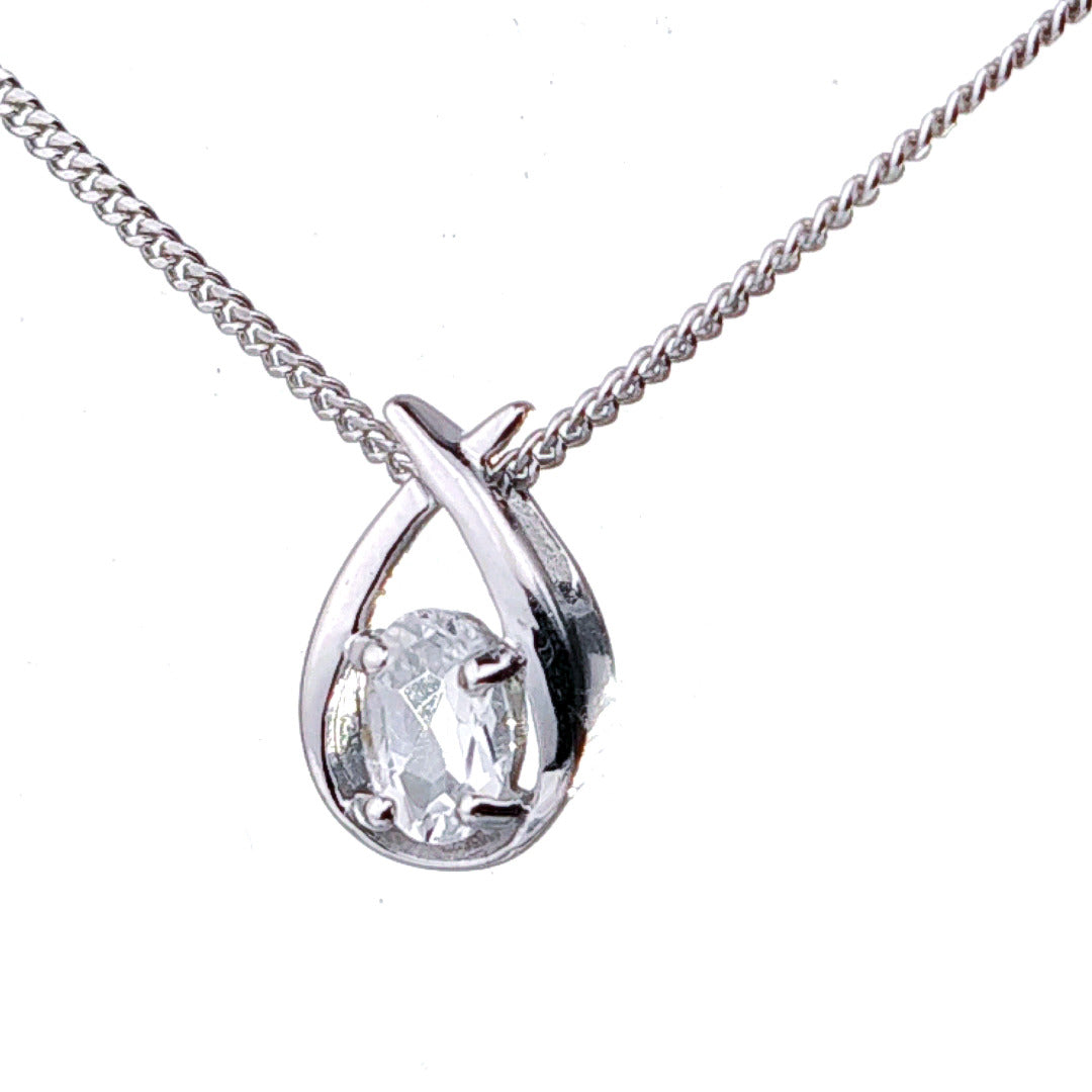 Topaz Necklace 0.5ct Sterling Silver Pear Twist Pendant