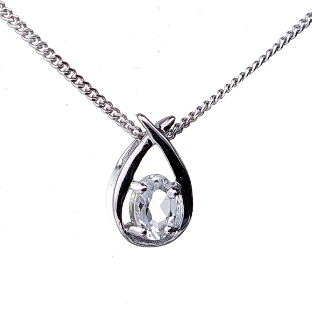 Topaz Necklace 0.5ct Sterling Silver Pear Twist Pendant