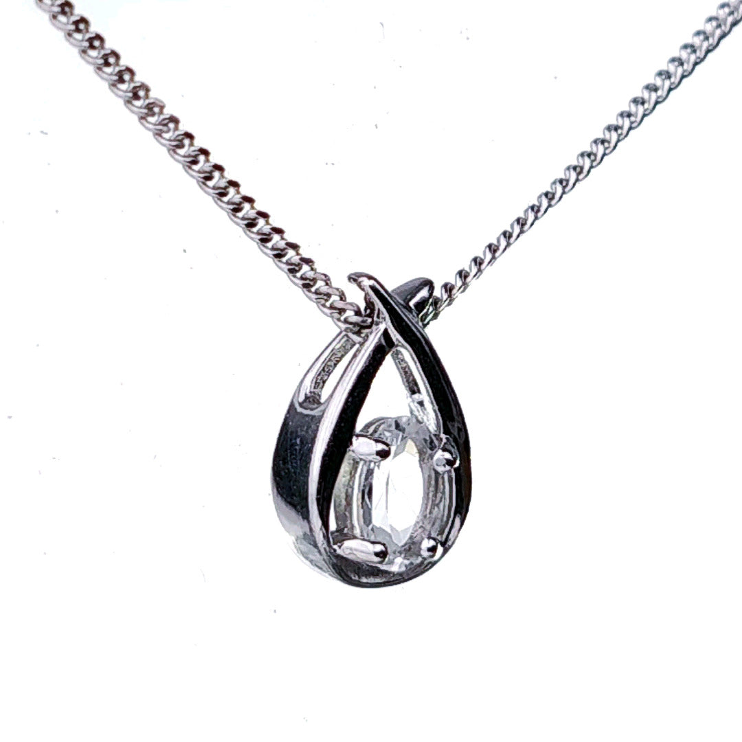 Topaz Necklace 0.5ct Sterling Silver Pear Twist Pendant