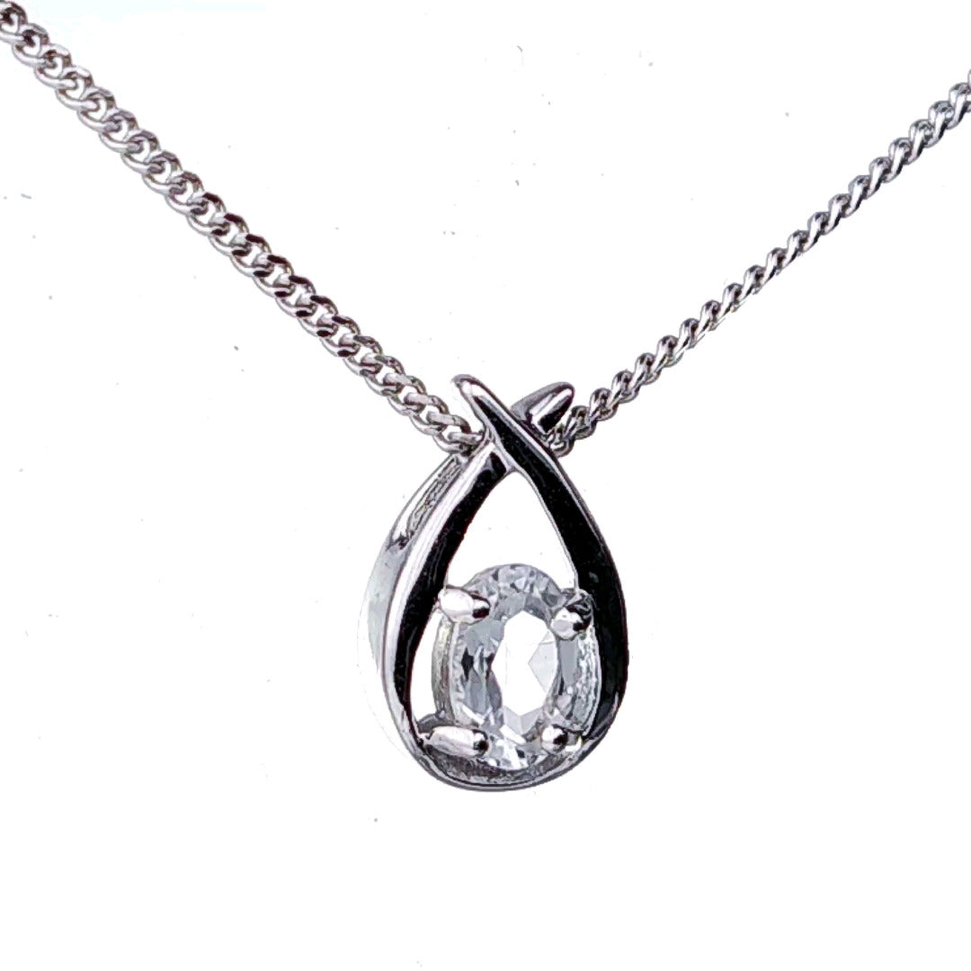 Topaz Necklace 0.5ct Sterling Silver Pear Twist Pendant