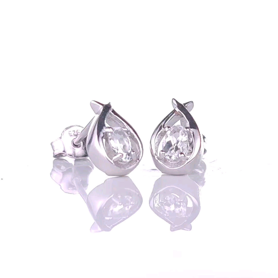 Topaz Earrings Sterling Silver 0.5ct Pear Twist Studs Boxed Gift