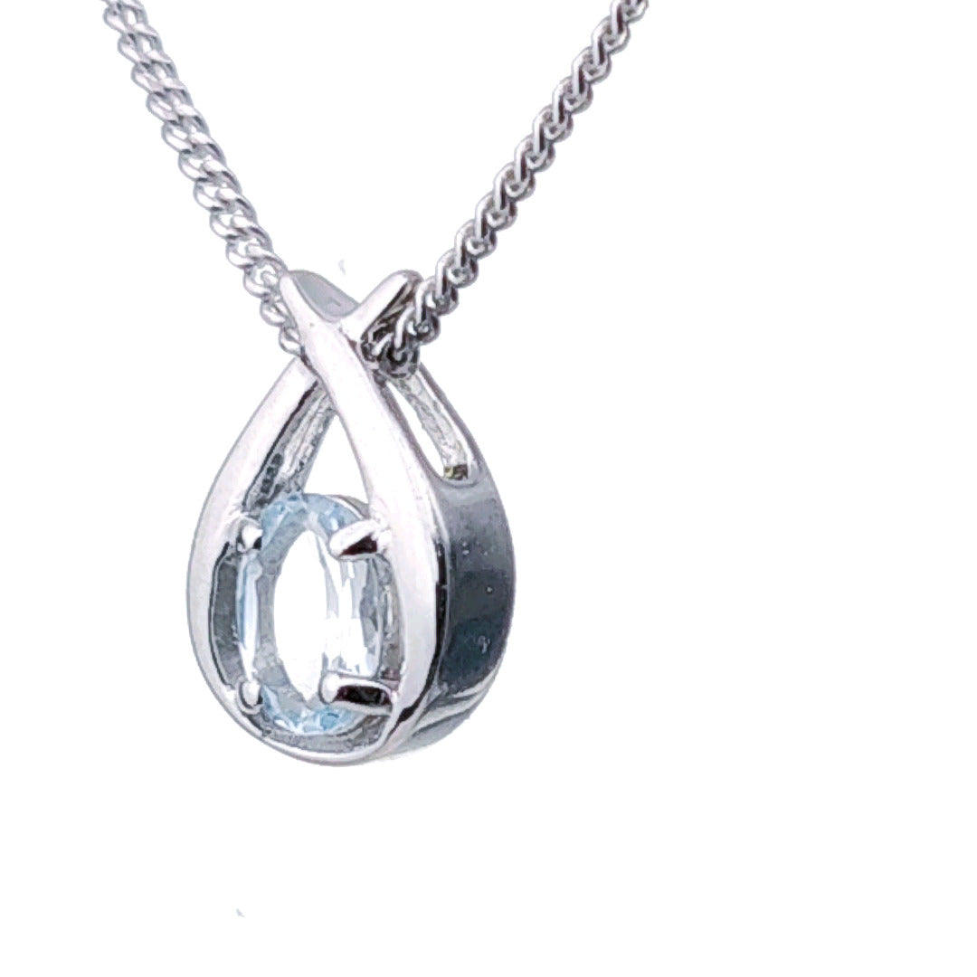 Aquamarine Oval pendant sterling silver