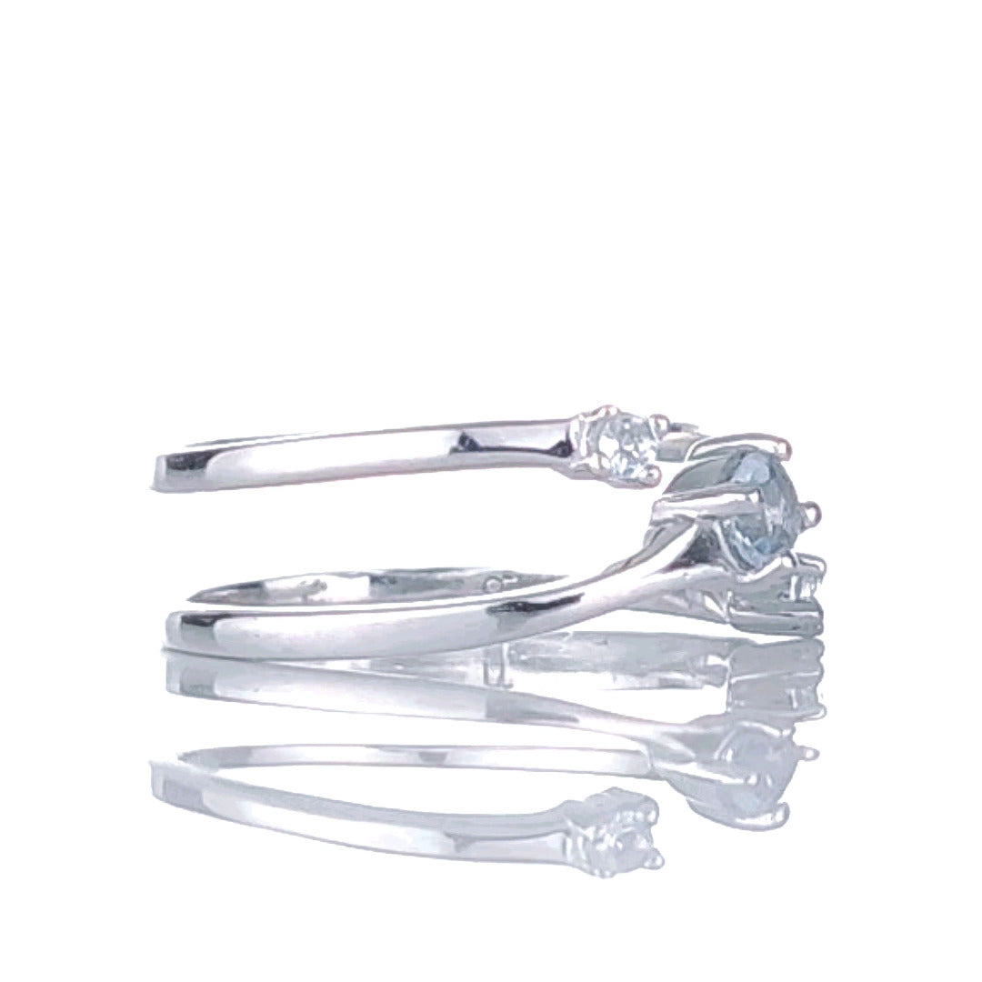 Aquamarine multiband adjustable ring sterling silver