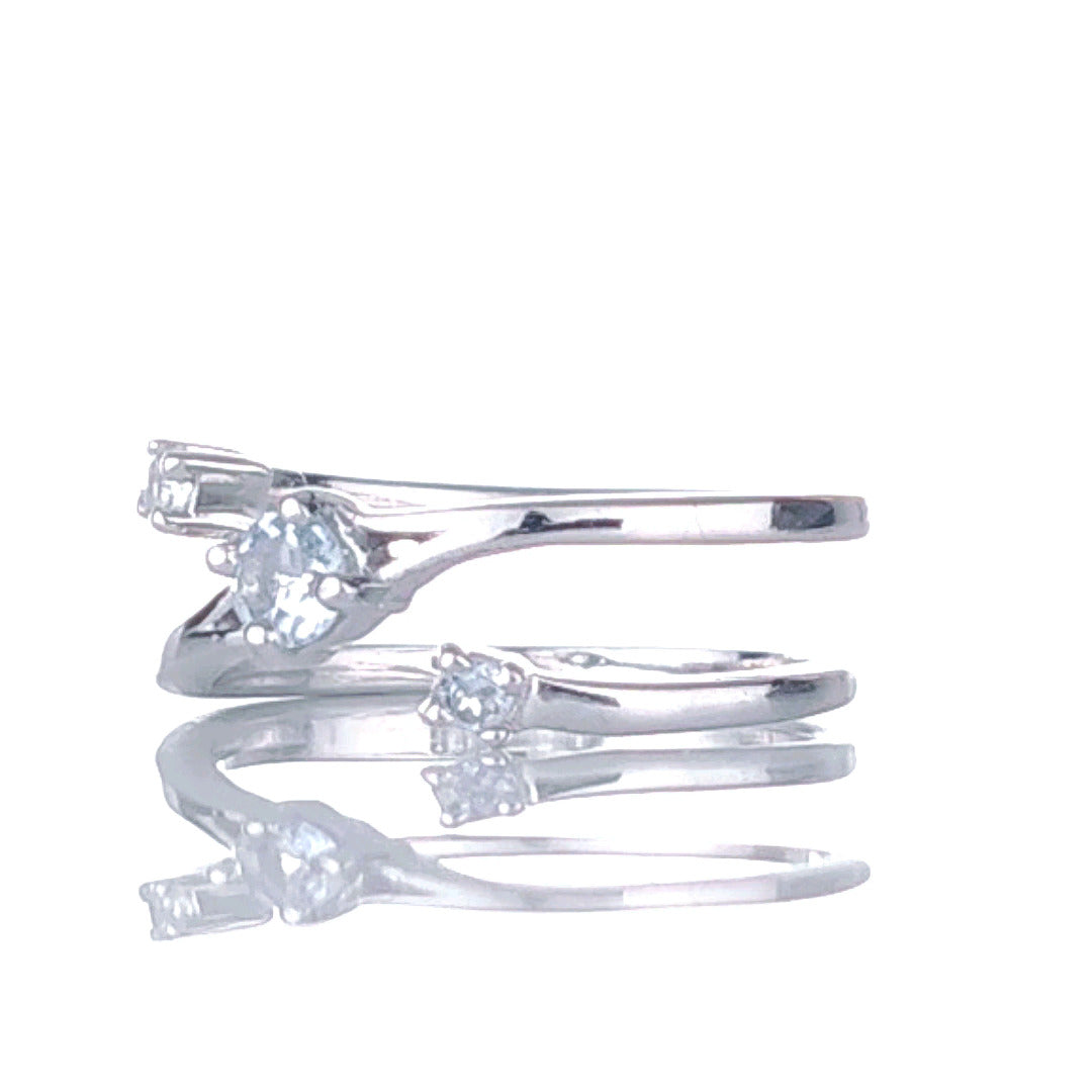 Aquamarine multiband adjustable ring sterling silver